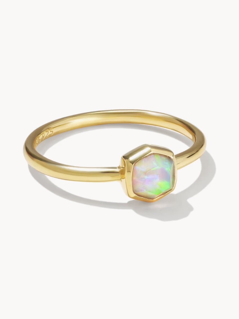 Kendra Scott Davie 18k Gold Vermeil Band Ring in White Lab Grown Opal